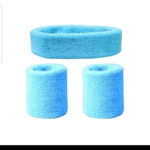 Blue sweatband and wrist bands